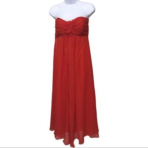 NEW Red Chiffon Strapless Gown